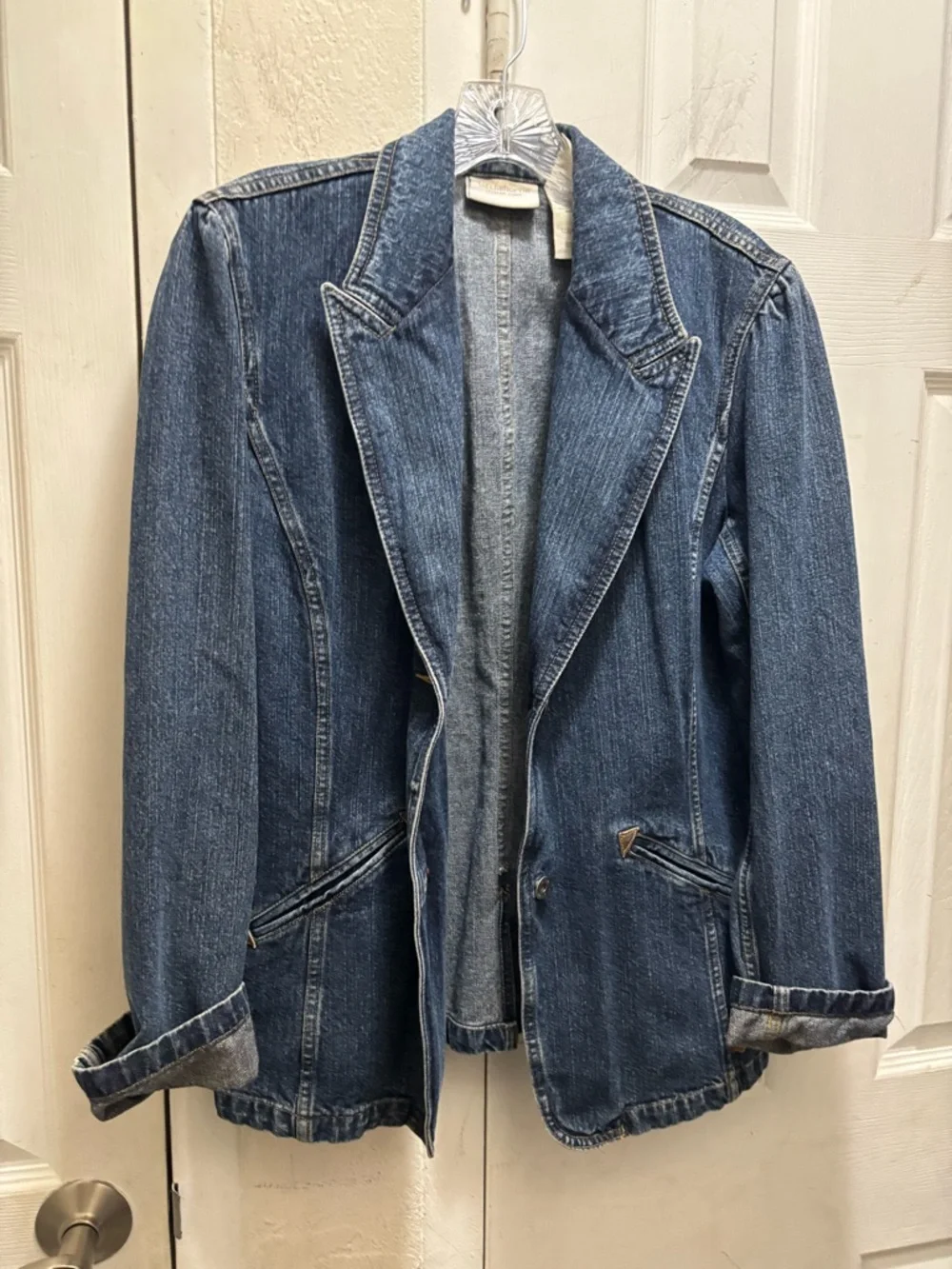 Liz Claiborne Dark Blue Denim Blazer Jacket - Picture 1 of 7